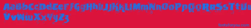 Vtksnewslabel-Schriftart – Blaue Schriften auf rotem Hintergrund