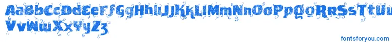 Vtksnewslabel-Schriftart – Blaue Schriften auf weißem Hintergrund