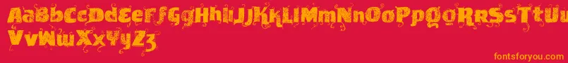 Vtksnewslabel Font – Orange Fonts on Red Background