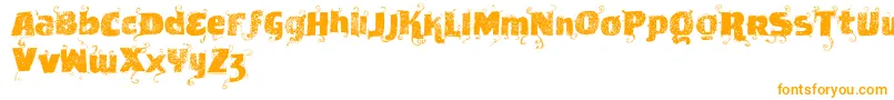 Vtksnewslabel-Schriftart – Orangefarbene Schriften auf weißem Hintergrund