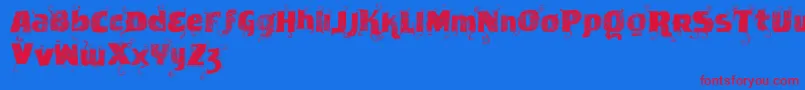 フォントVtksnewslabel – 赤い文字の青い背景