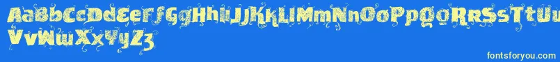 Vtksnewslabel Font – Yellow Fonts on Blue Background