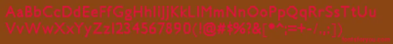 フォントJillicanhvRegular – 赤い文字が茶色の背景にあります。