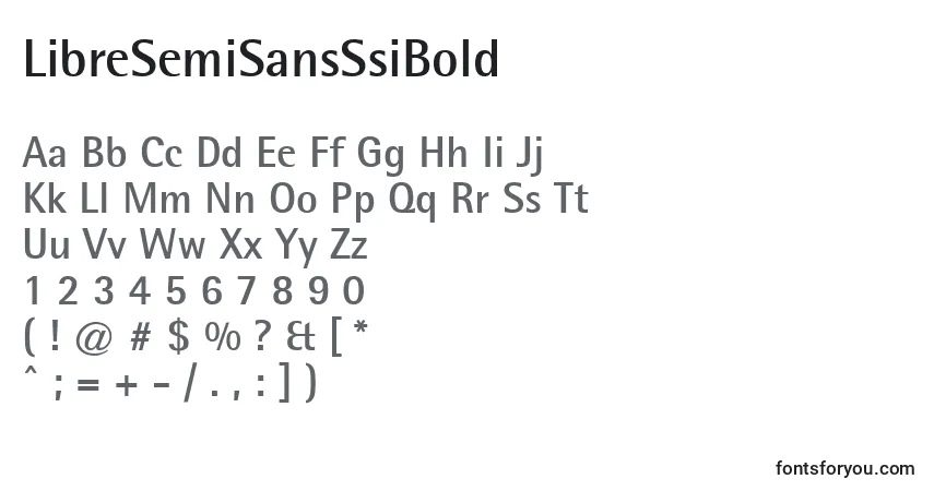 A fonte LibreSemiSansSsiBold – alfabeto, números, caracteres especiais