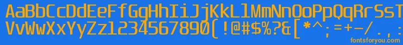 フォントUnispaceRegular – オレンジ色の文字が青い背景にあります。