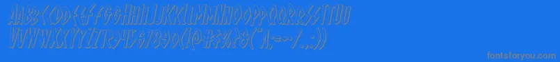 Ohmightyisis3Dital-Schriftart – Graue Schriften auf blauem Hintergrund