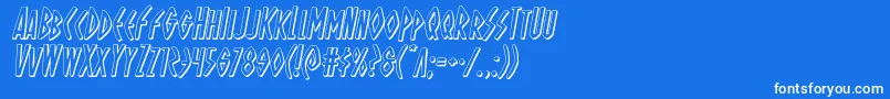 Ohmightyisis3Dital-Schriftart – Weiße Schriften auf blauem Hintergrund
