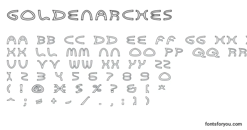 Schriftart Goldenarches – Alphabet, Zahlen, spezielle Symbole