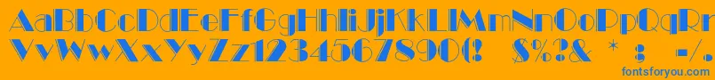 Balletengraved-Schriftart – Blaue Schriften auf orangefarbenem Hintergrund