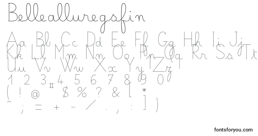 Schriftart Bellealluregsfin – Alphabet, Zahlen, spezielle Symbole