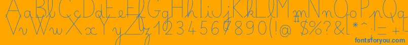 Bellealluregsfin-Schriftart – Blaue Schriften auf orangefarbenem Hintergrund