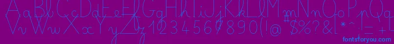 Bellealluregsfin-Schriftart – Blaue Schriften auf violettem Hintergrund