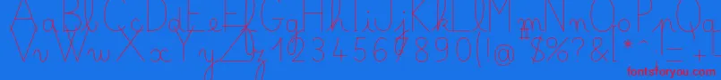フォントBellealluregsfin – 赤い文字の青い背景