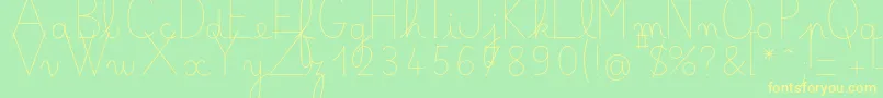 フォントBellealluregsfin – 黄色の文字が緑の背景にあります