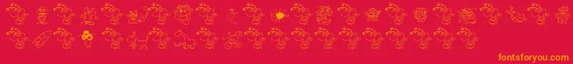 FePolkaYourEyesOut Font – Orange Fonts on Red Background