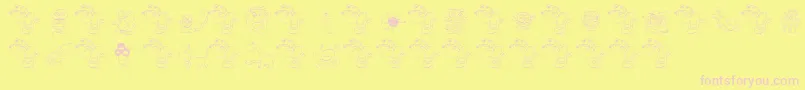FePolkaYourEyesOut-fontti – vaaleanpunaiset fontit keltaisella taustalla