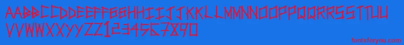 Tapetype Font – Red Fonts on Blue Background