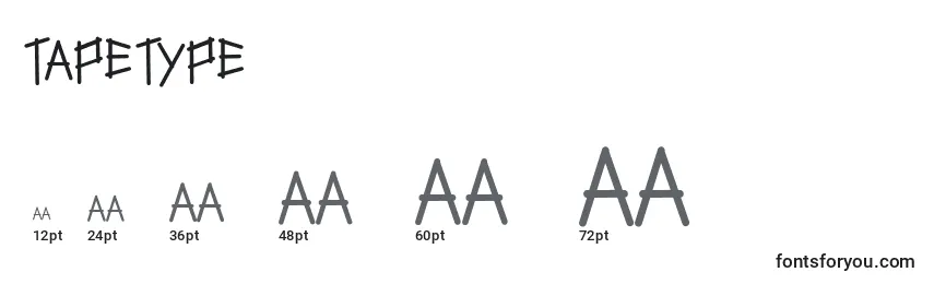 Размеры шрифта Tapetype