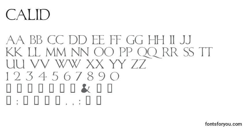 Schriftart Calid – Alphabet, Zahlen, spezielle Symbole