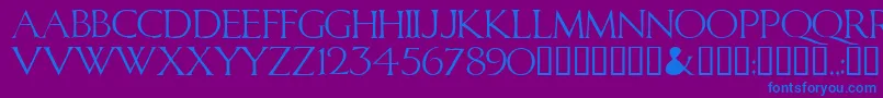 フォントCalid – 紫色の背景に青い文字