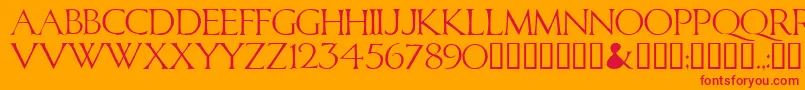 Calid-Schriftart – Rote Schriften auf orangefarbenem Hintergrund