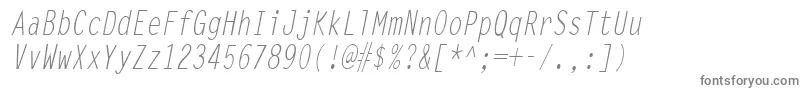 LettergothiccondItalic-fontti – harmaat kirjasimet valkoisella taustalla