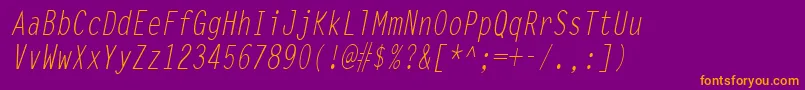 LettergothiccondItalic Font – Orange Fonts on Purple Background