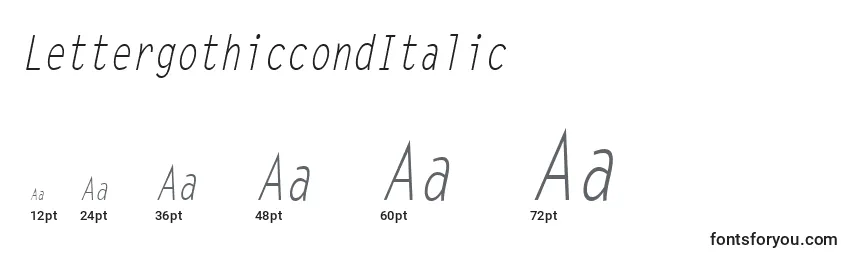 Размеры шрифта LettergothiccondItalic