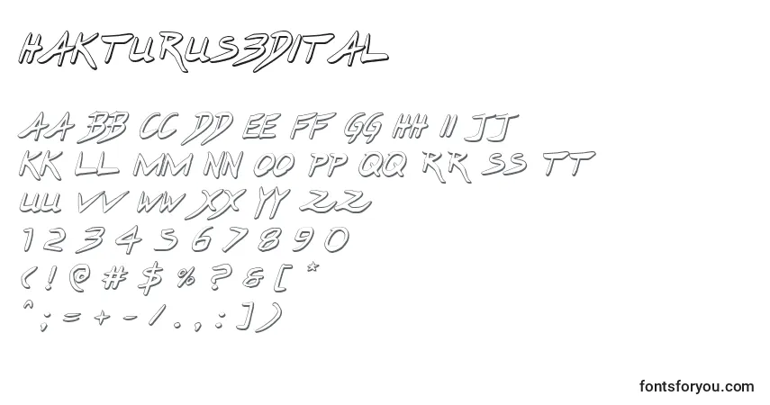 Czcionka Hakturus3Dital – alfabet, cyfry, specjalne znaki