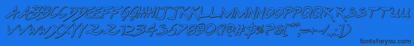 Hakturus3Dital-Schriftart – Schwarze Schriften auf blauem Hintergrund