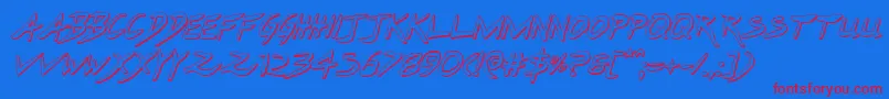 Hakturus3Dital-Schriftart – Rote Schriften auf blauem Hintergrund