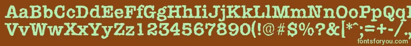 Czcionka TypewriterrandomBold – zielone czcionki na brązowym tle
