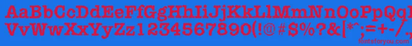 TypewriterrandomBold-Schriftart – Rote Schriften auf blauem Hintergrund