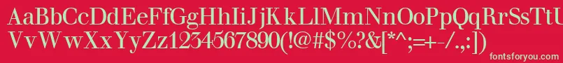 フォントWalbaumsskRegular – 赤い背景に緑の文字