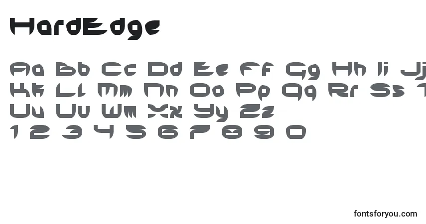 A fonte HardEdge – alfabeto, números, caracteres especiais