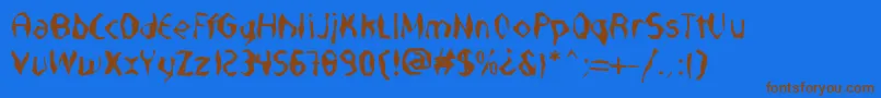 NabateaDefharo-Schriftart – Braune Schriften auf blauem Hintergrund