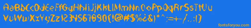 フォントNabateaDefharo – オレンジ色の文字が青い背景にあります。