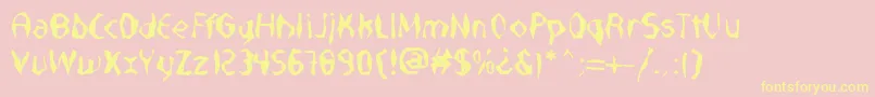 NabateaDefharo-fontti – keltaiset fontit vaaleanpunaisella taustalla