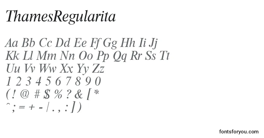Fuente ThamesRegularita - alfabeto, números, caracteres especiales