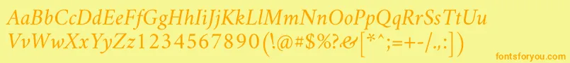 AmiriSlanted Font – Orange Fonts on Yellow Background