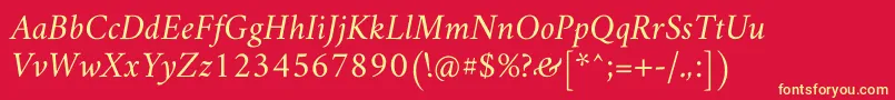 AmiriSlanted Font – Yellow Fonts on Red Background