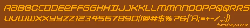 Weitere Informationen zur Lightbrigadextraboldital-Schriftart Lightbrigadextraboldital-Schriftart – Orangefarbene Schriften auf braunem Hintergrund