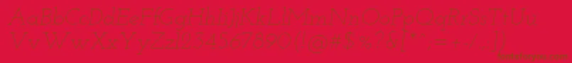JosefinSlabLightItalic-Schriftart – Braune Schriften auf rotem Hintergrund