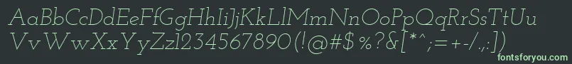 Fonte JosefinSlabLightItalic – fontes verdes em um fundo preto