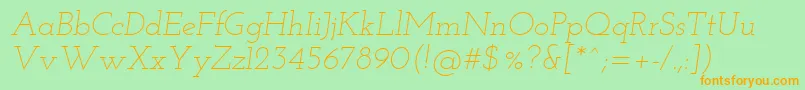 JosefinSlabLightItalic Font – Orange Fonts on Green Background