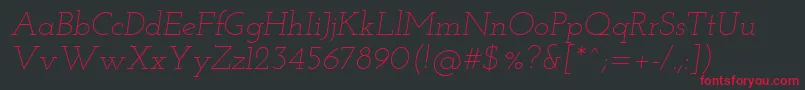 JosefinSlabLightItalic Font – Red Fonts on Black Background