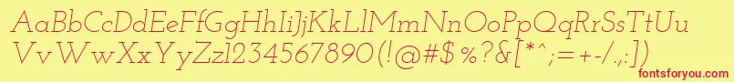 フォントJosefinSlabLightItalic – 赤い文字の黄色い背景