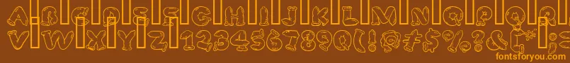 SafeFontGd-Schriftart – Orangefarbene Schriften auf braunem Hintergrund