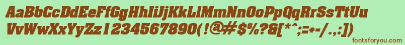 Fonte AcklinItalic – fontes marrons em um fundo verde