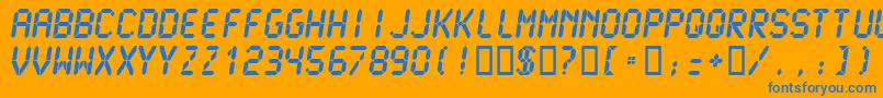 フォントLcdm2u – オレンジの背景に青い文字